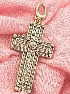 Heidi Daus CN Gold Tone Austrian Crystals Cross Pendant
